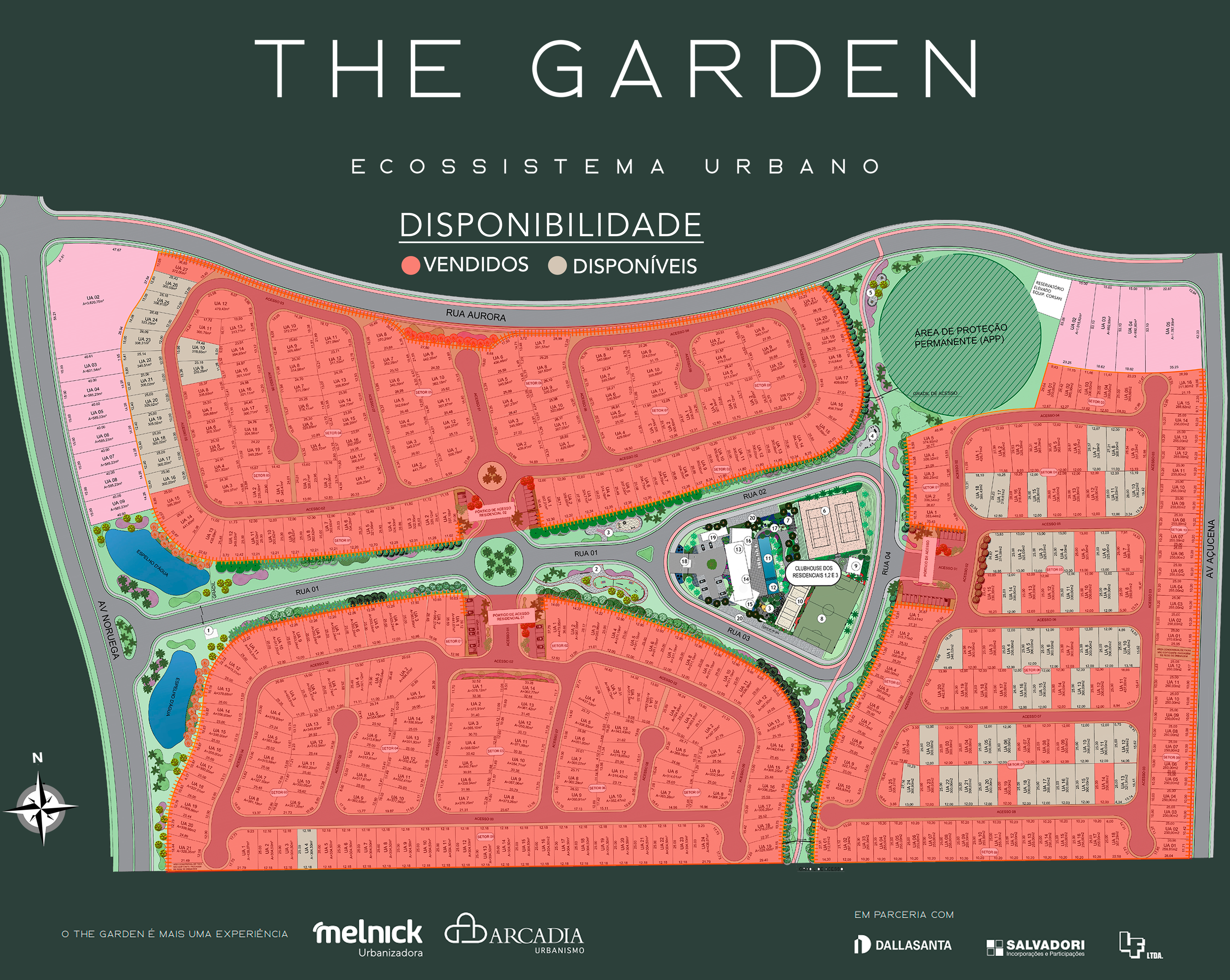 Mapa de disponibilidade dos lotes - The Garden Ecossistema Urbano